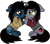 Size: 1433x1276 | Tagged: safe, artist:lightningbolt, derpibooru exclusive, earth pony, pony, undead, unicorn, zombie, zombie pony, g4, .svg available, bags under eyes, bloodshot eyes, blushing, bone, bring me the horizon, clothes, colored blushing, colored pupils, colored sclera, disguise, disguised siren, drop dead clothing, ears back, fangs, gay, holding hooves, hoodie, horn, kellin quinn, lip piercing, looking at each other, male, oliver sykes, piercing, ponified, scar, shipping, show accurate, simple background, sitting, sleeping with sirens, slit pupils, stallion, stallion on stallion, stitches, svg, tattoo, tongue out, torn ear, transparent background, vector