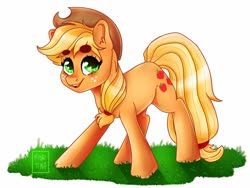 Size: 1024x768 | Tagged: safe, artist:heveagoodday, artist:meqiopeach, applejack, earth pony, pony, g4, cowboy hat, cute, ear fluff, female, hat, jackabetes, mare, open mouth, simple background, solo, white background