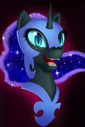 Size: 1150x1725 | Tagged: safe, artist:str1ker878, nightmare moon, pony, g4, bust, female, mare, open mouth, portrait, solo