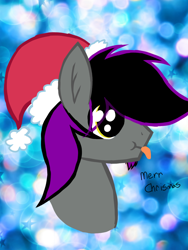 Size: 900x1200 | Tagged: safe, artist:chubbehbunneh16, oc, oc:daniel vibe, pegasus, pony, :p, christmas, cute, hat, holiday, santa hat, solo, tongue out