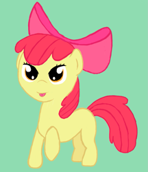 Size: 785x908 | Tagged: artist needed, source needed, safe, apple bloom, earth pony, pony, g4, female, filly, green background, simple background, solo, tongue out