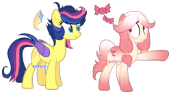 Size: 1064x586 | Tagged: safe, artist:skulifuck, oc, oc only, oc:star shine, pegasus, pony, base used, duo, nervous, pegasus oc, pointing, simple background, transparent background, wings