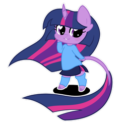 Size: 1024x1024 | Tagged: safe, artist:kmwolf, twilight sparkle, anthro, g4, chibi, clothes, colored hooves, cute, female, heart eyes, leg warmers, leonine tail, simple background, skirt, solo, transparent background, twiabetes, wingding eyes