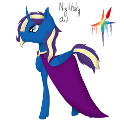 Size: 1000x1000 | Tagged: safe, artist:asiandra dash, oc, oc only, oc:nightsky artist, alicorn, pony, cape, clothes, cutie mark, simple background, solo, transparent background