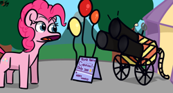 Size: 3208x1727 | Tagged: safe, artist:mjsw, pinkie pie, earth pony, pony, g4, female, mare, party cannon, solo