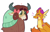 Size: 1280x816 | Tagged: safe, artist:goatpaste, smolder, yona, dragon, yak, g4, blushing, cute, female, heart, heart eyes, laughing, lesbian, redesign, ship:yonder, shipping, smolderbetes, wingding eyes, yonadorable