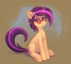 Size: 1724x1548 | Tagged: safe, artist:koviry, oc, oc only, oc:amethyst arkin, earth pony, pony, female, glasses, looking at you, mare, sitting, solo