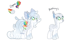 Size: 1400x775 | Tagged: safe, artist:skulifuck, oc, oc only, pegasus, pony, bald, base used, colored wings, crystal, duo, ear fluff, female, looking up, mare, multicolored wings, pegasus oc, rainbow wings, simple background, smiling, transparent background, wings