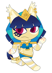 Size: 1500x2100 | Tagged: safe, artist:showtimeandcoal, oc, oc only, oc:shesta, cat, pony, sphinx, animal crossing, burb, cat burb, chibi, commission, cute, egyptian, egyptian pony, headpiece, icon, jewelry, pharaoh, queen, simple background, solo, transparent background