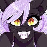 Size: 200x200 | Tagged: safe, artist:ohhoneybee, oc, oc only, oc:cloudy night, pony, animated, fangs, female, gif, gif for breezies, mare, picture for breezies, solo