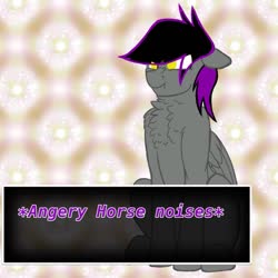 Size: 1181x1181 | Tagged: safe, artist:chubbehbunneh16, edit, oc, oc:daniel vibe, pegasus, pony, angry, angry horse noises, base used, chest fluff, cute, ears back, fluffy, horse noises, madorable, scrunchy face, solo, text edit