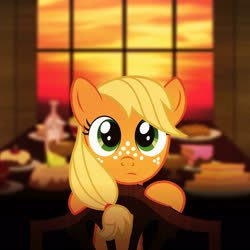 Size: 2058x2058 | Tagged: safe, artist:shurtugalron, applejack, earth pony, pony, g4, cute, female, filly, filly applejack, food, high res, parody, passion pit, solo, vector, younger