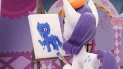 Size: 1920x1080 | Tagged: safe, screencap, rainbow dash, rarity, pony, g4.5, my little pony: stop motion short, rarity's paintful pony portrait, butt, female, mare, painting, plot