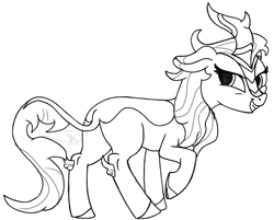 Size: 2349x1893 | Tagged: safe, artist:soctavia, oc, oc only, oc:luna azul, kirin, black and white, female, grayscale, mare, monochrome, sketch, smiling, smirk, solo