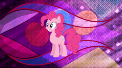 Size: 3840x2160 | Tagged: safe, artist:laszlvfx, artist:spencethenewbie, pinkie pie, earth pony, pony, g4, female, high res, solo, wallpaper, wallpaper edit