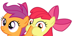Size: 6000x3000 | Tagged: safe, artist:spencethenewbie, apple bloom, scootaloo, earth pony, pony, g4, somepony to watch over me, .ai available, absurd resolution, hoof in mouth, simple background, transparent background, vector
