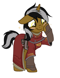Size: 2300x3000 | Tagged: safe, artist:alfury, oc, oc only, pony, unicorn, base used, clothes, fallout, female, high res, mare, scribe robe, simple background, solo, transparent background