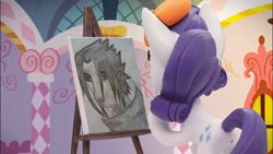 Size: 854x480 | Tagged: safe, edit, screencap, rarity, pony, g4.5, my little pony: stop motion short, rarity's paintful pony portrait, butt, female, mare, painting, plot, solo, stop motion, uchiha sasuke