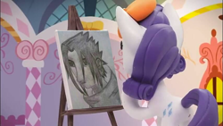 Size: 854x480 | Tagged: safe, edit, screencap, rarity, pony, g4, g4.5, my little pony: stop motion short, rarity's paintful pony portrait, butt, female, mare, painting, plot, solo, stop motion, uchiha sasuke