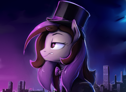 Size: 1731x1260 | Tagged: safe, artist:thebowtieone, oc, oc only, oc:bowtie, anthro, female, hat, mare, solo, top hat