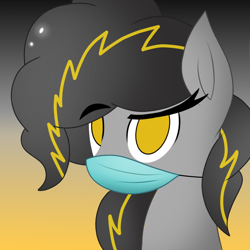 Size: 900x900 | Tagged: safe, artist:lennonblack, part of a set, oc, oc only, oc:bug-zapper, earth pony, pony, bust, coronavirus, covid-19, face mask, portrait, solo, ych result