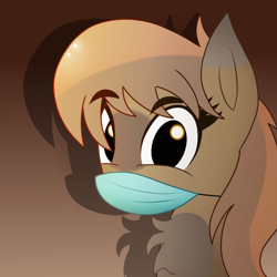 Size: 900x900 | Tagged: safe, artist:lennonblack, part of a set, oc, oc only, oc:bran muffin, pegasus, pony, bust, coronavirus, covid-19, face mask, female, mare, portrait, solo, ych result