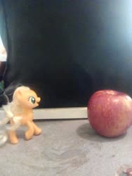 Size: 1200x1600 | Tagged: safe, applejack, earth pony, pony, g4, apple, food, irl, photo