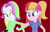 Size: 860x557 | Tagged: safe, artist:furrydiva, coconut cream, toola roola, equestria girls, g4, equestria girls-ified, older, red background, simple background