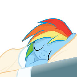 Size: 2449x2449 | Tagged: safe, artist:vunlinur, rainbow dash, pegasus, pony, g4, bed, cute, daaaaaaaaaaaw, dashabetes, eyes closed, female, high res, mare, simple background, sleeping, smiling, solo, transparent background, vector