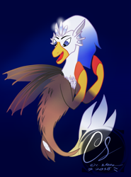 Size: 2105x2849 | Tagged: safe, artist:johnathon-matthews, oc, oc only, oc:silver quill, hippogriff, seapony (g4), deviantart watermark, high res, obtrusive watermark, redesign, solo, watermark