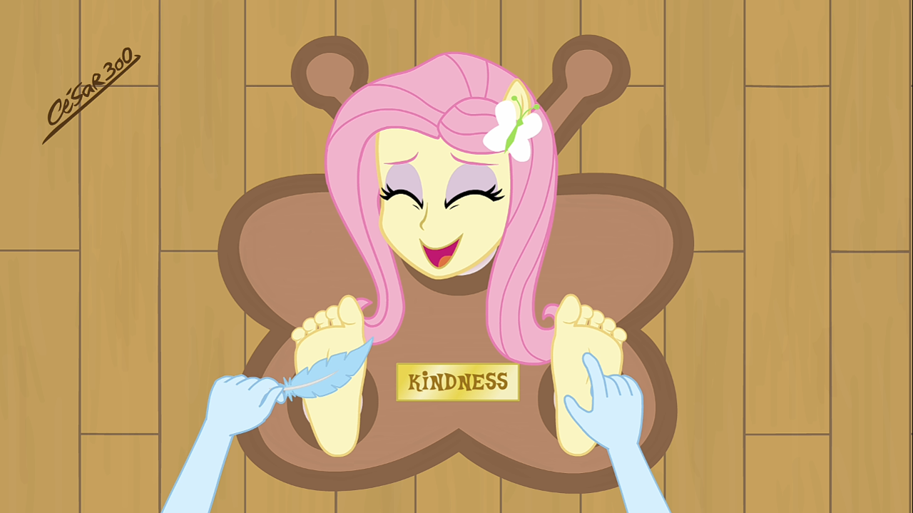 2325343 - safe, artist:cesar3o0, fluttershy, rainbow dash, human, g4,  barefoot, bondage, encasement, eyes closed, feather, feet, female, fetish,  foot fetish, foot tickling, humanized, laughing, offscreen character, open  mouth, plaque, sexy, show accurate