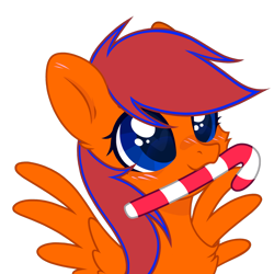 Size: 1024x1024 | Tagged: safe, artist:alfury, artist:mint-light, oc, oc only, pegasus, pony, base used, bust, candy, candy cane, cute, food, mouth hold, simple background, solo, transparent background