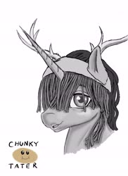 Size: 4800x6600 | Tagged: safe, artist:chunkytater, pony, unicorn, antlers, female, headdress, mare
