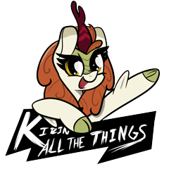 Size: 4500x4500 | Tagged: safe, artist:flywheel, autumn blaze, kirin, g4, female, open mouth, simple background, solo, text, transparent background