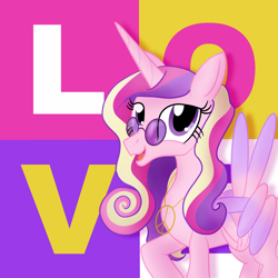 Size: 2000x2000 | Tagged: safe, artist:sixes&sevens, princess cadance, g4, glasses, high res, peace sign, peace symbol