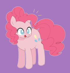 Size: 1162x1200 | Tagged: safe, artist:ch-chau, pinkie pie, earth pony, pony, g4, cute, diapinkes, female, mare, no pupils, open mouth, purple background, simple background, solo