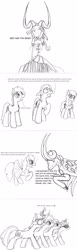 Size: 1115x3600 | Tagged: safe, artist:dsb71013, oc, oc only, oc:amber spark, oc:light fantastic, oc:maplejack, oc:night cap, oc:static signal, earth pony, pegasus, pony, unicorn, comic, female, glowing horn, goggles, group, horn, magic, male, mare, monochrome, quartet, simple background, stallion, sunglasses, white background