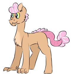Size: 1000x1000 | Tagged: safe, artist:h0nkfriend, oc, oc only, oc:marzipan pie, bio in the source, chest fluff, draconequus hybrid, interspecies offspring, male, offspring, parent:discord, parent:pinkie pie, parents:discopie, simple background, solo, transparent background