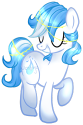 Size: 998x1500 | Tagged: safe, artist:skulifuck, oc, oc only, oc:dew drop, earth pony, pony, earth pony oc, eyes closed, grin, jewelry, raised hoof, simple background, smiling, solo, transparent background