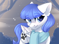 Size: 2732x2048 | Tagged: safe, artist:alphadesu, oc, oc only, oc:snow pup, pegasus, pony, clothes, heart eyes, high res, scarf, simple background, snow, snowfall, solo, wingding eyes, winter