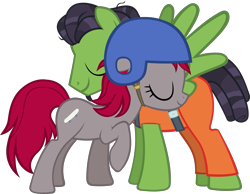 Size: 4105x3181 | Tagged: safe, anonymous editor, artist:ironm17, crimson skate, geronimo, earth pony, pegasus, pony, g4, duo, eyes closed, female, male, simple background, skateonimo, transparent background, vector