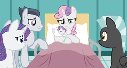 Size: 1276x688 | Tagged: safe, artist:diana173076, rarity, rumble, sweetie belle, thunderlane, oc, pony, g4, baby, baby pony, base used, female, male, offspring, parent:rumble, parent:sweetie belle, parents:rumbelle, ship:rarilane, ship:rumbelle, shipping, straight