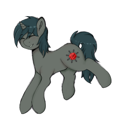 Size: 2000x2000 | Tagged: safe, artist:poofindi, edit, oc, oc only, oc:da random, pony, unicorn, commission, cutie mark, ear fluff, eyes closed, happy, high res, jumping, shading, simple background, smiling, solo, transparent background