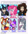 Size: 1715x2048 | Tagged: safe, artist:thebubblysheep, pinkie pie, earth pony, human, pony, unicorn, anthro, g4, animal crossing, anthro with ponies, balloon, blue exorcist, bob, bust, chest fluff, clothes, crossover, dan avidan, dress, female, kougra, male, mare, neopets, rin okumura, six fanarts, smiling, the last unicorn, waving