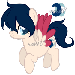 Size: 2273x2275 | Tagged: safe, artist:skulifuck, oc, oc only, oc:moonwise, pegasus, pony, high res, pegasus oc, simple background, smiling, solo, transparent background, two toned wings, watermark, wings