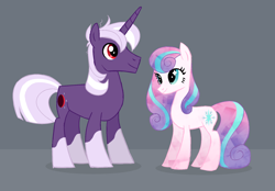 Size: 1868x1300 | Tagged: safe, artist:varwing, princess flurry heart, oc, oc:purple dusk, crystal pony, pony, unicorn, g4, crystallized, male, offspring, parent:sunburst, parent:twilight sparkle, parents:twiburst, race swap, stallion