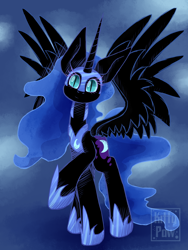 Size: 1800x2400 | Tagged: safe, artist:sunnypaw121, nightmare moon, alicorn, pony, g4, cute, female, high res, mare, moonabetes, nicemare moon, signature, smiling, solo