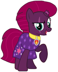 Size: 826x1015 | Tagged: safe, artist:徐詩珮, fizzlepop berrytwist, tempest shadow, pony, unicorn, series:sprglitemplight diary, series:sprglitemplight life jacket days, series:springshadowdrops diary, series:springshadowdrops life jacket days, g4, alternate universe, base used, clothes, cute, marshall (paw patrol), paw patrol, simple background, transparent background