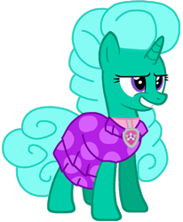 Size: 882x1070 | Tagged: safe, artist:徐詩珮, glitter drops, pony, unicorn, series:sprglitemplight diary, series:sprglitemplight life jacket days, series:springshadowdrops diary, series:springshadowdrops life jacket days, g4, alternate universe, base used, clothes, cute, paw patrol, simple background, skye (paw patrol), transparent background