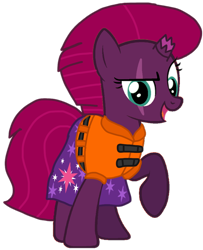 Size: 822x1014 | Tagged: safe, artist:徐詩珮, fizzlepop berrytwist, tempest shadow, pony, unicorn, series:sprglitemplight diary, series:sprglitemplight life jacket days, series:springshadowdrops diary, series:springshadowdrops life jacket days, g4, alternate universe, base used, clothes, cute, lifejacket, simple background, transparent background